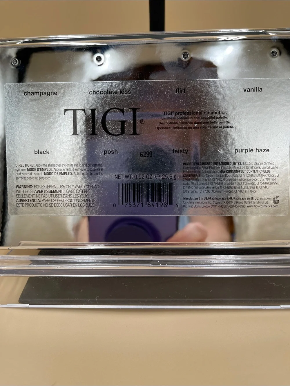 TIGI Logo Eye Shadow Palette with a mirror in the palette for on the go